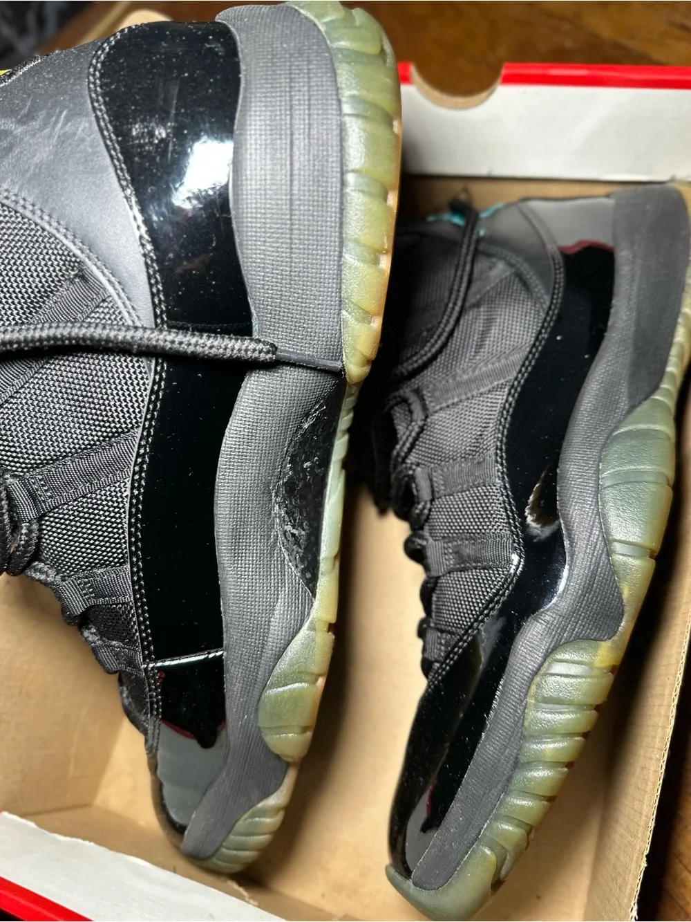 Jordan Kids Black with Green-Tinted Sole Retro Sneakers